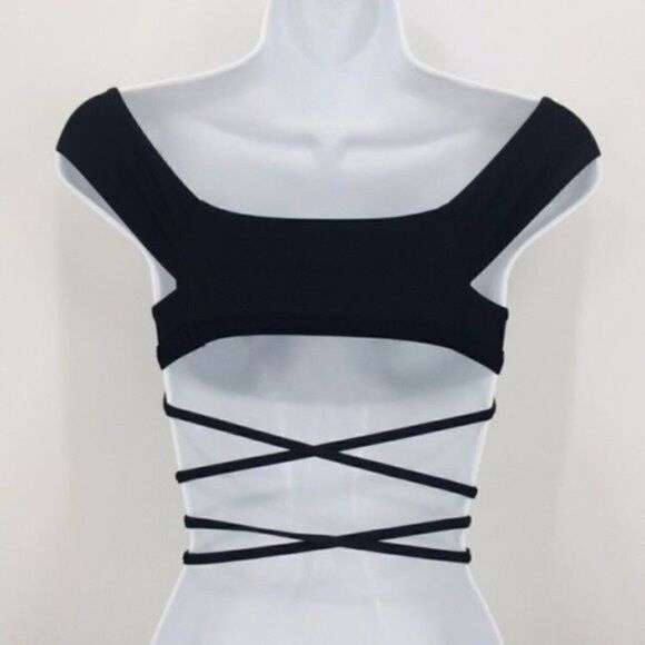 Frankie’s Bikinis black Shiloh off shoulder bikini top small BoxA - Picture 3 of 8